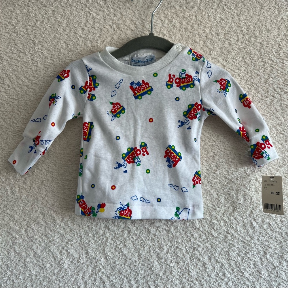 OshKosh B’Gosh NWT Infant Vintage Trains Long Sleeve Shirt Size 3-6 Months
